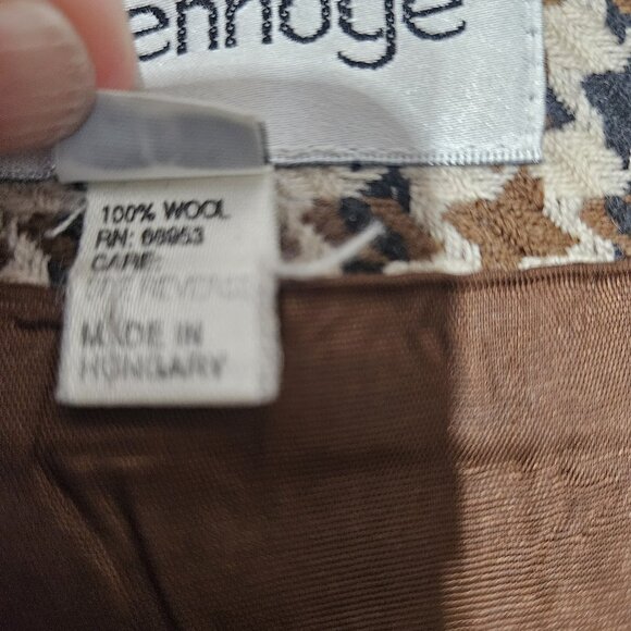 Breckenridge Skirt Womens 6 Brown Black Houndstooth Wool Lined Career Classic - Picture 8 of 10